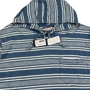 johnnie-O Fowler Indigo Blue Pocket Striped Hoodie Pullover Men’s Size M NWT